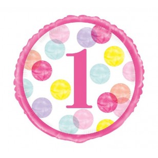 Pink Dots 1st Birthday Balloon